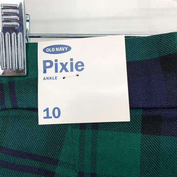 Old Navy Pixie Ankle Length Pants Womens Size 10 Blue Green Plaid NEW - Picture 3 of 8